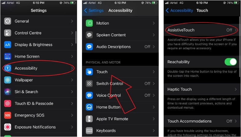 cara screenshot iPhone dengan assistive touch